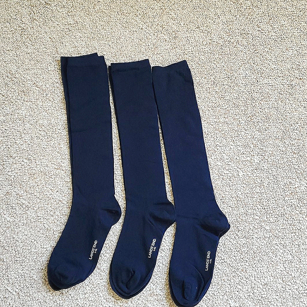 NEW Land's End Navy Socks, knee-high size L-XL